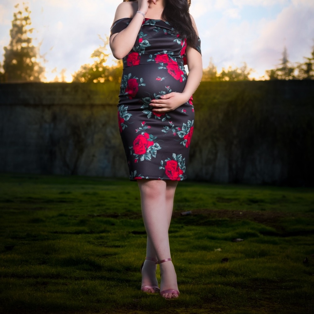 Black with red flower dress